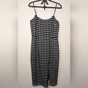 Dress the Population Shaireen Midi Dress Black White Plaid Bodycon Slit Size L